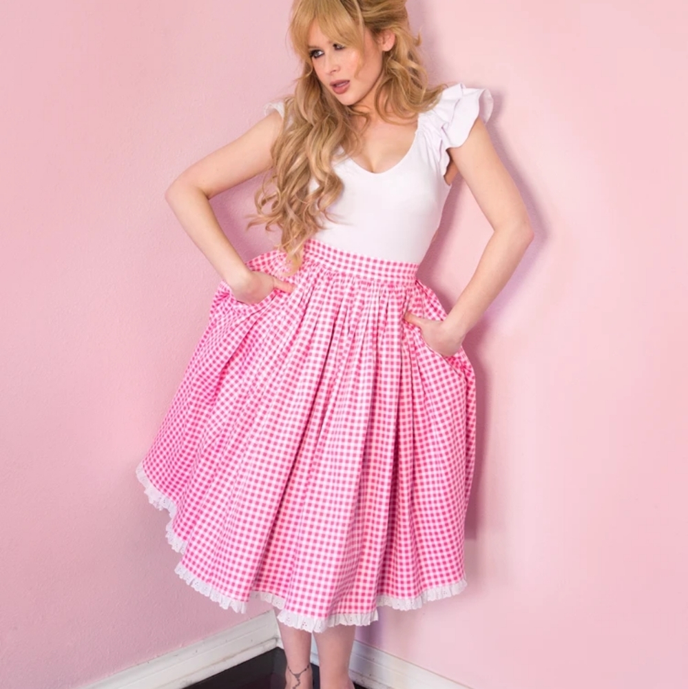 Vixen by Micheline Pitt Pink Gingham skirt 💘